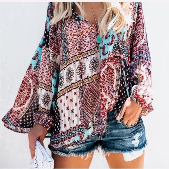 Colima Couture Tops - Arrived! Gorgeous boho French Polynesia Blouse